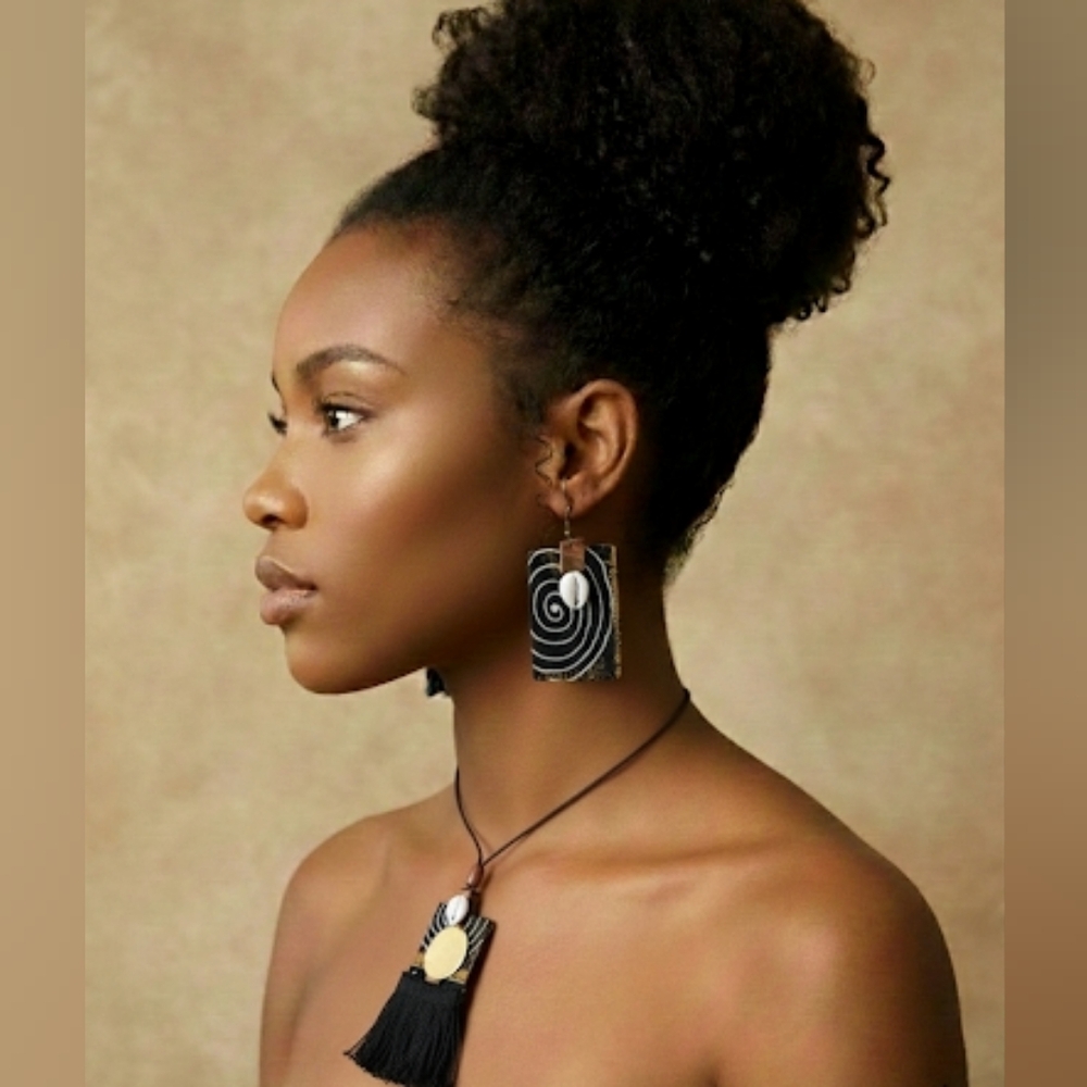 Handmade Mud Cloth Necklace & Earrings Set